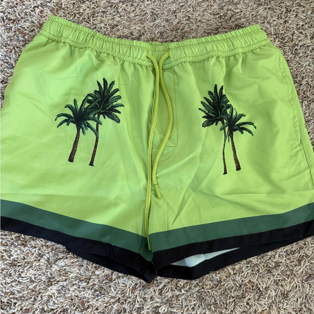 Palm Tree Embroidered Men's Trunks - Green